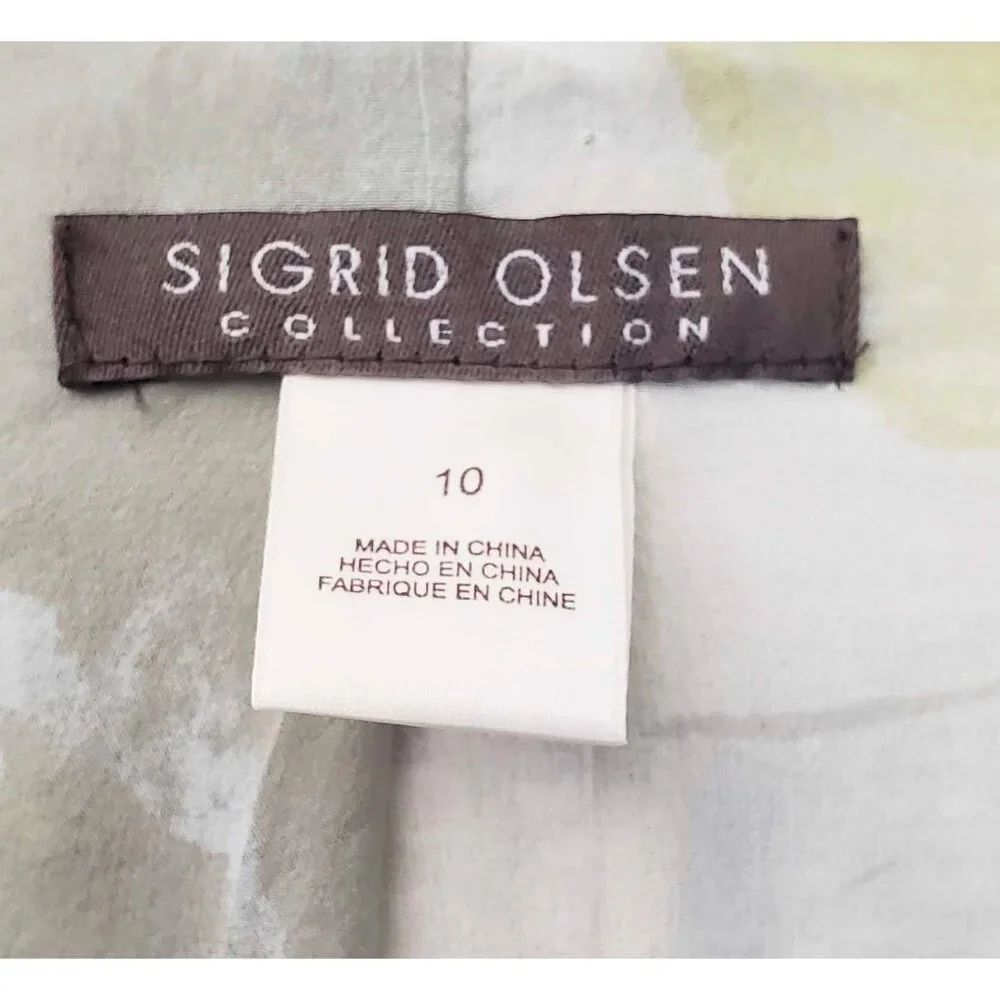 Sigrid Olsen Womens Long Jacket Sport Coat Orchid Moon Lime Green Cotton 10 NWT